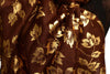 Gold Leafs Print On Brown Pashmina With Tassels