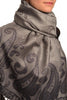 Small Flowers & Paisleys On Slate Grey Pashmina With Tassels