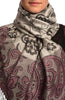 Small Flowers & Paisleys On Silver Grey Pashmina With Tassels