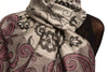 Small Flowers & Paisleys On Silver Grey Pashmina With Tassels