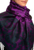 Small Flowers & Paisleys On Bright Purple Pashmina With Tassels