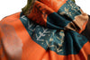 Silver Lurex & Elephants On Orange Pashmina With Tassels