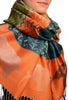 Silver Lurex & Elephants On Orange Pashmina With Tassels