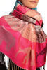 Silver Lurex & Elephants On Magenta Pink Pashmina With Tassels