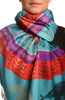 Silver Lurex & Elephants On Blue Pashmina With Tassels