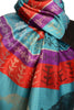 Silver Lurex & Elephants On Blue Pashmina With Tassels
