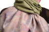 Vintage Roses On Olive Green Pashmina With Tassels