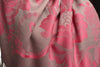 Large Cerise Pink Roses On Light Grey Pashmina With Tassels