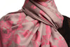 Large Cerise Pink Roses On Light Grey Pashmina With Tassels