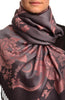 Large Puce Pink Roses On Slate Grey Pashmina With Tassels