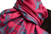 Large Teal Blue Roses Magenta Pink Pashmina With Tassels