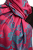 Large Teal Blue Roses Magenta Pink Pashmina With Tassels