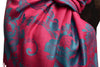 Large Teal Blue Roses Magenta Pink Pashmina With Tassels