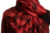 Large Black Roses On Burgundy Red Pashmina With Tassels