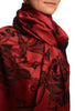 Large Black Roses On Burgundy Red Pashmina With Tassels