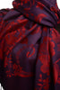 Large Burgundy Red Roses On Navy Blue Pashmina With Tassels