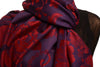 Large Burgundy Red Roses On Navy Blue Pashmina With Tassels