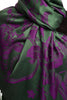 Large Purple Roses On Green Pashmina With Tassels