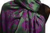 Large Purple Roses On Green Pashmina With Tassels