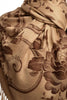 Large Brown Roses On Beige Pashmina With Tassels