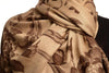 Large Brown Roses On Beige Pashmina With Tassels