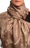 Large Beige Roses On Mocha Pashmina With Tassels