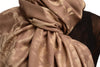 Large Beige Roses On Mocha Pashmina With Tassels