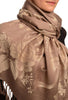 Large Beige Roses On Mocha Pashmina With Tassels