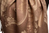 Large Beige Roses On Mocha Pashmina With Tassels