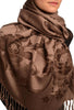 Large Dark Brown Roses On Brown Pashmina With Tassels