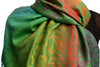 Large Ombre Paisley & Diamond On Green Pashmina With Tassels
