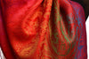 Large Ombre Paisley & Diamond On Red Pashmina With Tassels