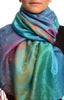 Large Ombre Paisley & Diamond On Dodger Blue Pashmina With Tassels