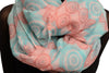 Azure Blue & Pink Stars & Circles Snood Scarf