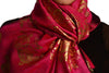 Gold Roses Flower Print On Magenta Pink Pashmina With Tassels