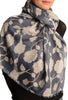 White Roses With Gold Trim On Blue Scarf