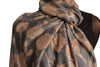 Brown Roses With Gold Trim On Blue Scarf