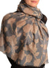 Brown Roses With Gold Trim On Blue Scarf