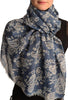White Paisley With Gold Trim On Blue Scarf