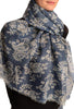 White Paisley With Gold Trim On Blue Scarf