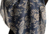 White Paisley With Gold Trim On Blue Scarf