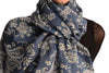 White Paisley With Gold Trim On Blue Scarf