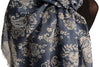 White Paisley With Gold Trim On Blue Scarf