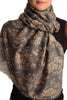 Brown Paisley With Gold Trim On Blue Scarf