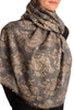 Brown Paisley With Gold Trim On Blue Scarf