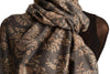 Brown Paisley With Gold Trim On Blue Scarf