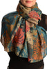 Teal Blue With Large Rustic Daisy Scarf
