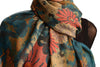 Teal Blue With Large Rustic Daisy Scarf