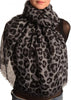 Grey Leopard Print Large Scarf