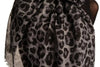 Grey Leopard Print Large Scarf